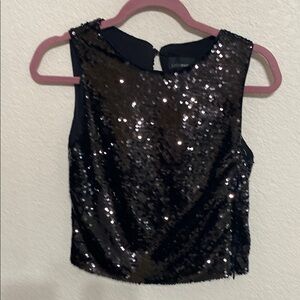 Lucy Paris Shimmering Black Sequin Tank Top